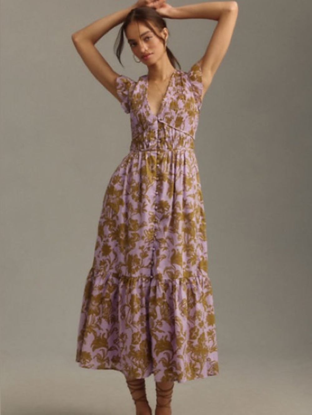 Anthropologie The Peregrine Midi Dress in Purple